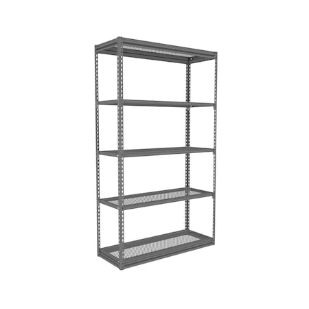 Tennsco Z-Line Shelving W/Five Perf. Shlvs, Boltless, 48"Wx18"Dx84"H, Starter, Gry ZM7-4818S-5PD-MGY